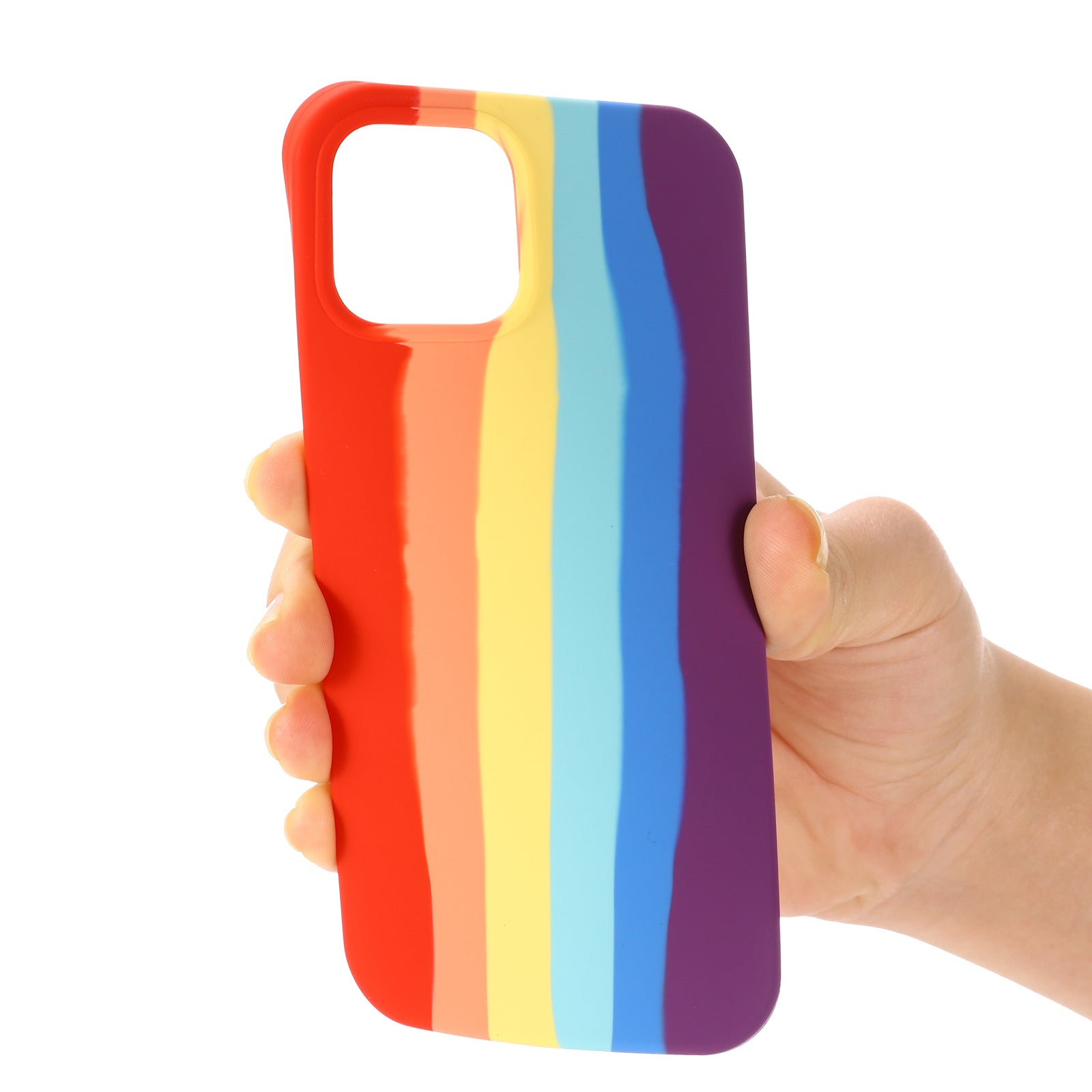Phone Cover for iPhone 12 mini 5.4 inch Rainbow Design Liquid Silicone Protective Back Case Phone Cover for iPhone 12 mini 5.4 inch Rainbow Design Liquid Silicone Protective Back Case